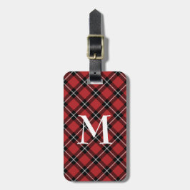 Etiqueta De Bagagem Xadrez Vermelha Clássica Tartan Monogramas