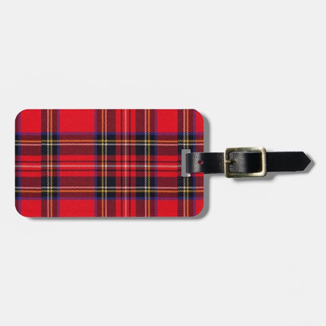 Etiqueta De Bagagem Xadrez vermelha de Stewart tartan (Frente Horizontal)