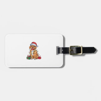 Etiqueta De Bagagem Xmas Lighting Santa Hat Dogue De Bordeaux Dog Chri