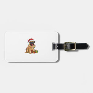 Etiqueta De Bagagem Xmas Lighting Santa Hat French Mastiff Dog Christy