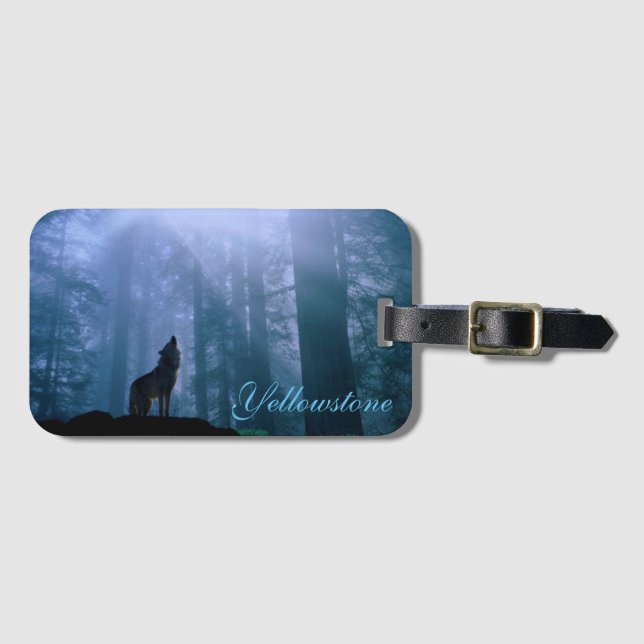 Etiqueta de Bagagem Yellowstone-Lobo (Frente Horizontal)