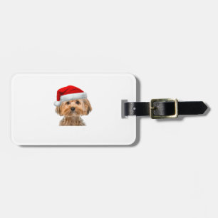 Etiqueta De Bagagem Yorkshirt Cachorro Cachorro Noel Imagem de Chapéu