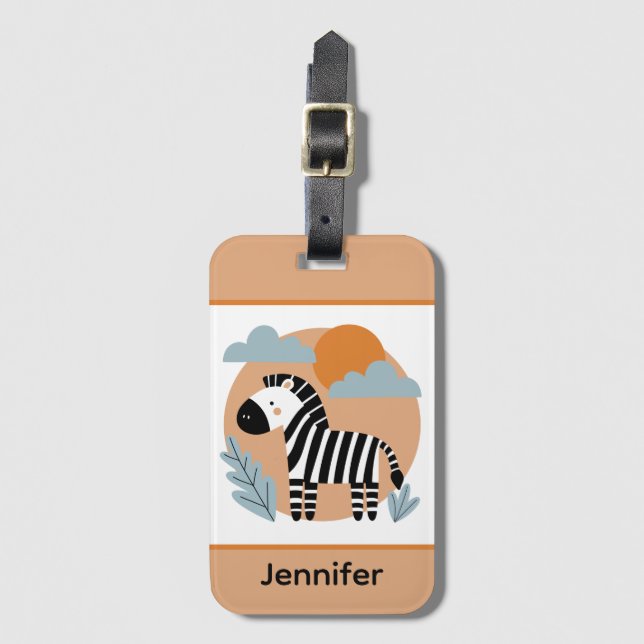 Etiqueta De Bagagem Zebra Caprichosa com Influência Escandinava (Frente Vertical)