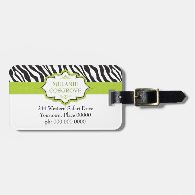 Etiqueta De Bagagem Zebra Green Ribbon (Frente Horizontal)