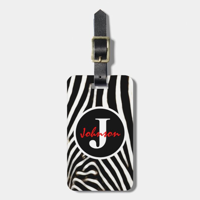 Etiqueta De Bagagem Zebra Monogramada (Frente Vertical)