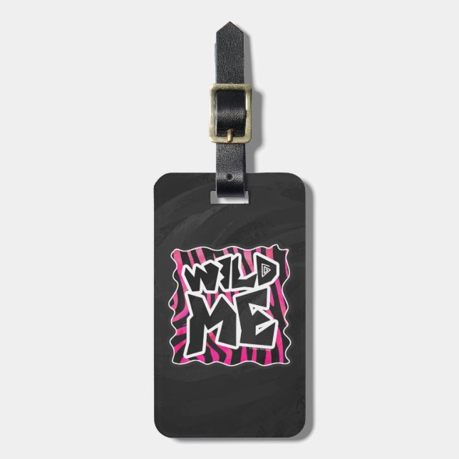 Etiqueta De Bagagem Zebra Preta e Rosa Quente (Frente Vertical)