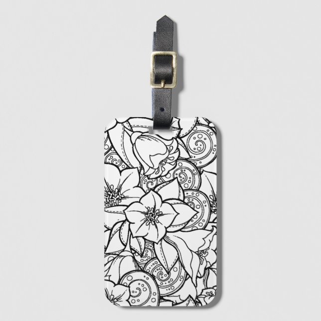 Etiqueta De Bagagem Zendoodle florido (Frente Vertical)