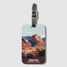 Etiqueta De Bagagem Zion National Park Montanhas Utah Vintage