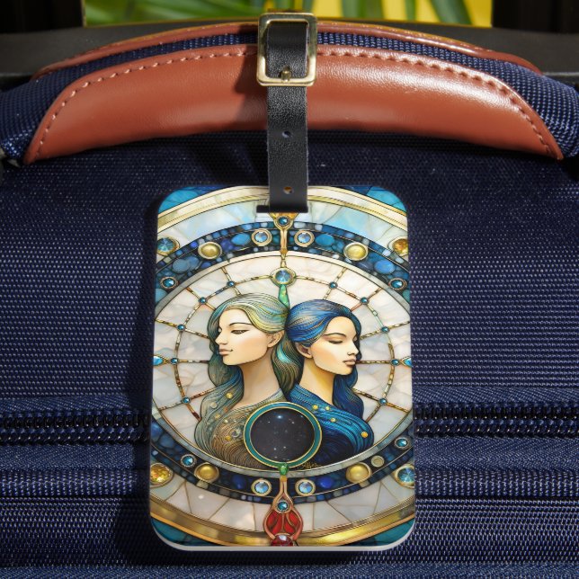 Etiqueta De Bagagem Zodiac - Gemini Os Gêmeos (Frente Insitu 2)