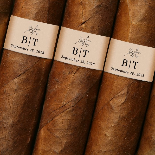 Etiqueta de Banda de Charutos de Beige de outono (Create custom cigar labels for your wedding or engagement.)