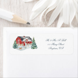 Etiqueta de Barnyard, Fazenda vermelha e Snowman