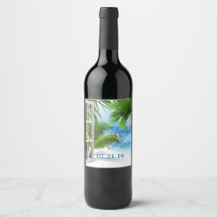 Etiqueta de Bebida de Cena de Praia de Casamento T