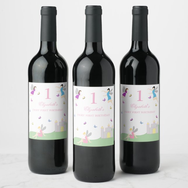 Etiqueta de Bebida para Primeiro Aniversário de Fa (Garrafas)