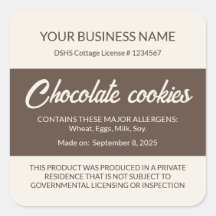 Etiqueta de Biscoito de Chocolate da Lei de Alimen