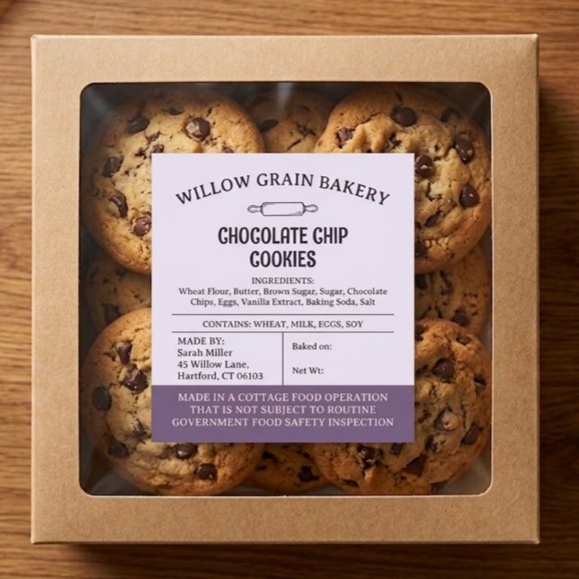 Etiqueta de Biscoito de Chocolate Lilac Connecticu (Criador carregado)