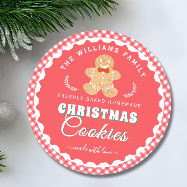 Etiqueta de biscoitos de Natal com xadrez de gengi (Criador carregado)