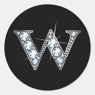 Etiqueta de Bling do diamante de "W"