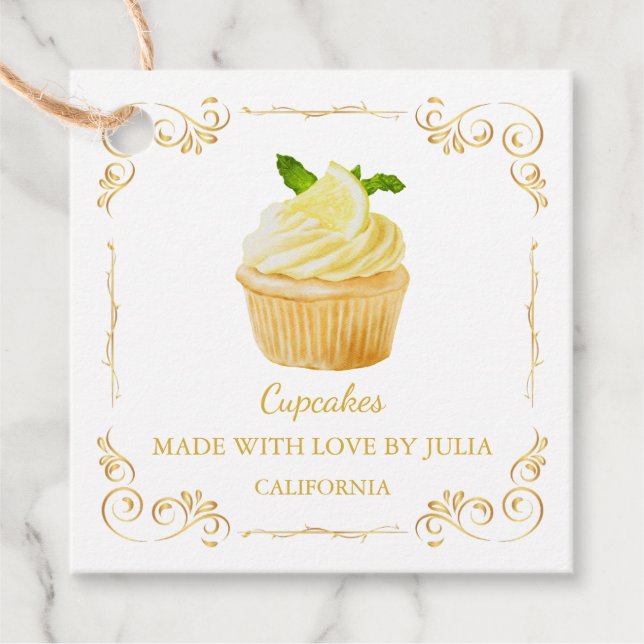 Etiqueta de bloqueio quadrado de Cupcakes frescos  (Frente)