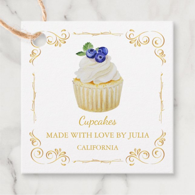 Etiqueta de bloqueio quadrado de Cupcakes frescos  (Frente)