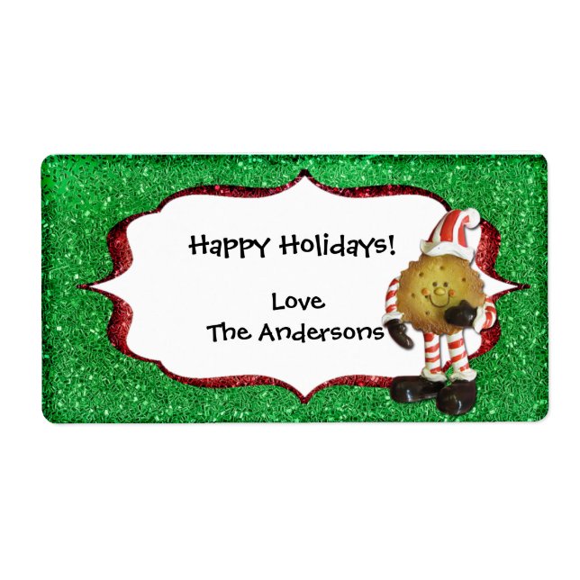 Etiqueta de bolachas de Natal - verde (Frente)