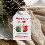 Etiqueta de Bomba de Cacau Quente Vermelho e Verde<br><div class="desc">Etiqueta de presente festiva e quente de chocolate com "Bomba de Cacau Quente", apresentada em letra vermelha manuscrita. A etiqueta de presente apresenta cheio vermelho e verde de chocolate quente picado com marshmallows, chantilly, cana-de-açúcar e pão-doce. Personalize a etiqueta de água quente da bomba de cacau com suas instruções sobre...</div>
