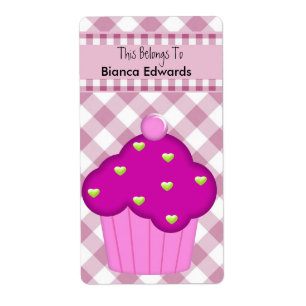 Etiqueta de Bookplate Crianças Livro Cupcake rosa 