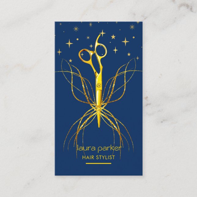 Etiqueta de Cabelo Dourado Azul (Frente)