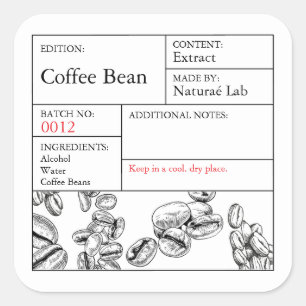 Etiqueta de Café Preto e Branco