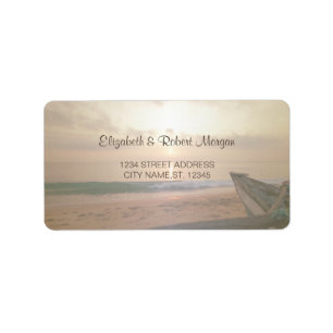 Etiqueta de Casamento ao Pôr do Sol na Praia