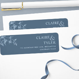 Etiqueta de Casamento Azul Elegante Chic