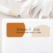 Etiqueta de casamento circular de terracota bege G