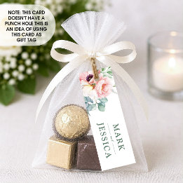 Etiqueta de casamento com flor branca rosa (1x3 po