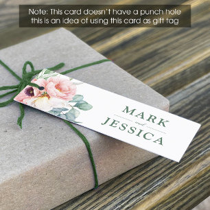 Etiqueta de casamento com flor branca rosa (1x3 po