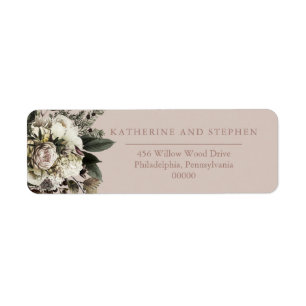 Etiqueta de Casamento de Buquês Florais Boho Dust