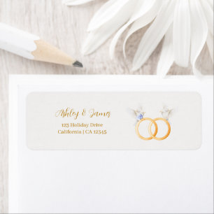 Etiqueta de Casamento de Casal Azul de Boca Simple