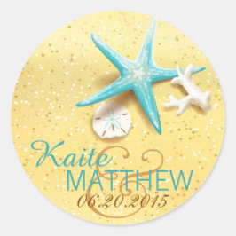 Etiqueta de Casamento de Destino de Praia de Seash