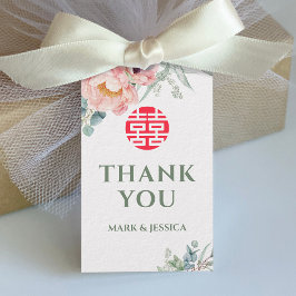 Etiqueta de Casamento de Felicidade Dupla de Peoni