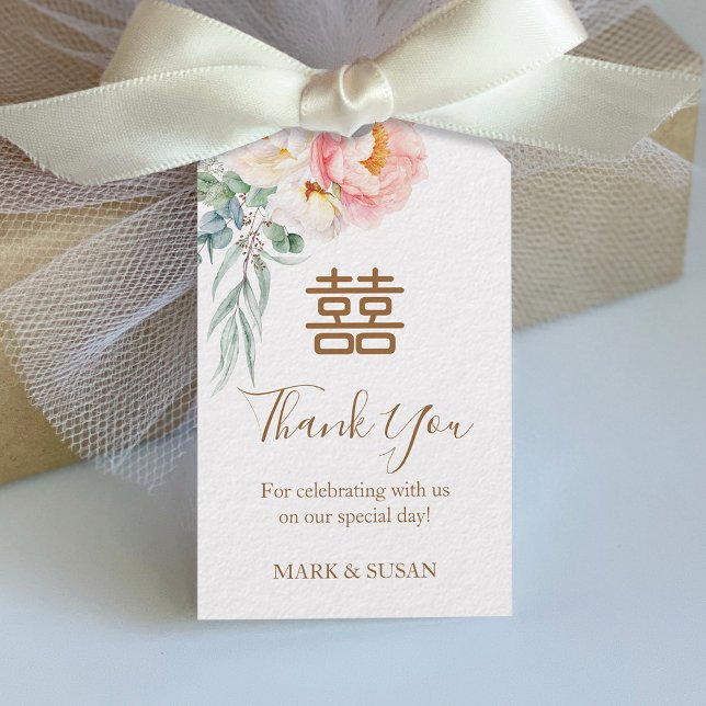 Etiqueta de Casamento de Felicidade Dupla de Peoni (Criador carregado)