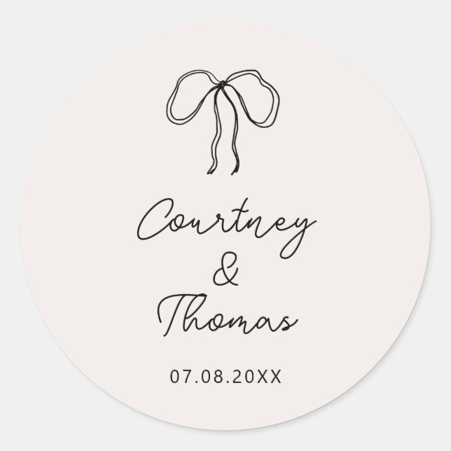Etiqueta de casamento de Fita Branca Desenhada à M (Frente)