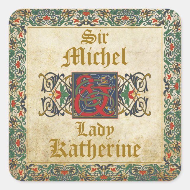Etiqueta de Casamento de Gótico Manuscrito Medieva (Frente)