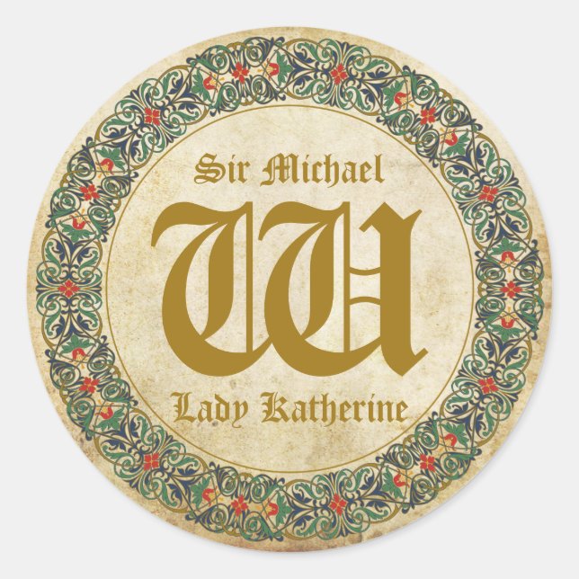 Etiqueta de Casamento de Gótico Manuscrito Medieva (Frente)