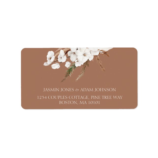 Etiqueta de Casamento de Grass Boho Terracotta Pam (Frente)