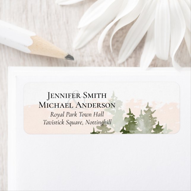 Etiqueta de Casamento de Pinheiros e Teais (Insitu)