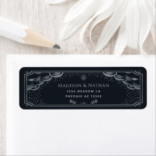 Etiqueta de Casamento de Tarot Elegante Silver