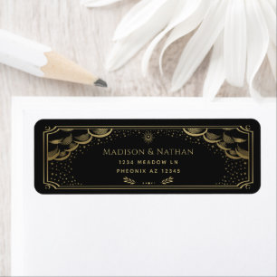 Etiqueta de Casamento Dourado de Tarot