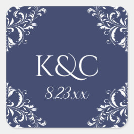 Etiqueta de Casamento Elegante | Nadine - Azul Mar