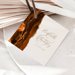 Etiqueta de casamento em laranja queimada e marfim