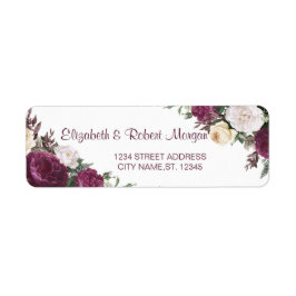 Etiqueta de Casamento Floral Chic Burgundy