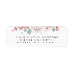 Etiqueta de Casamento Floral de Rosa Dusty