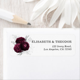 Etiqueta de Casamento Floral Elegante Burgundy